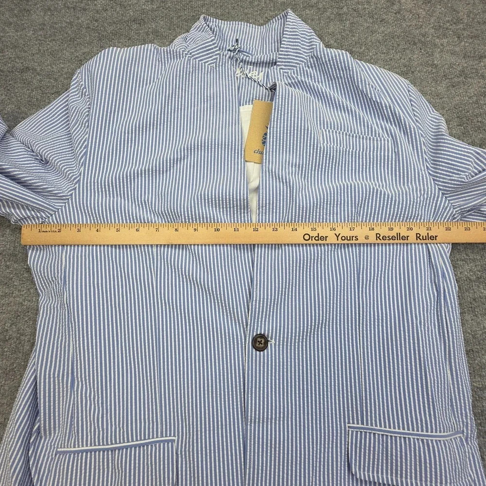Chubbies Blazer Men's XL Blue Striped Seersucker Dapper Dude Pique NWT